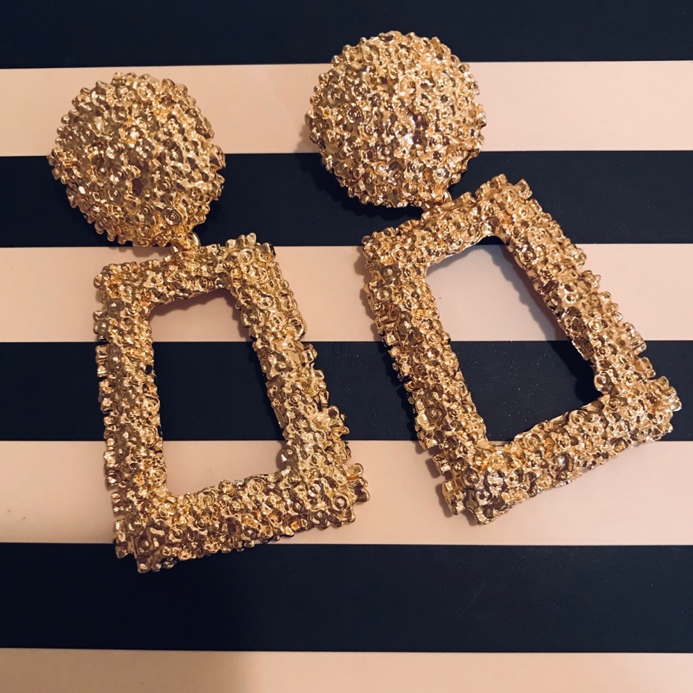 Gold Statement Earrings, brand new, never worn